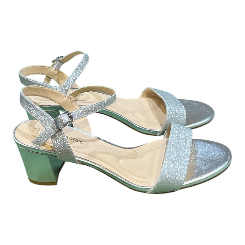 Cusolemore Silver Sparkle Heels Sandals 8.5.
